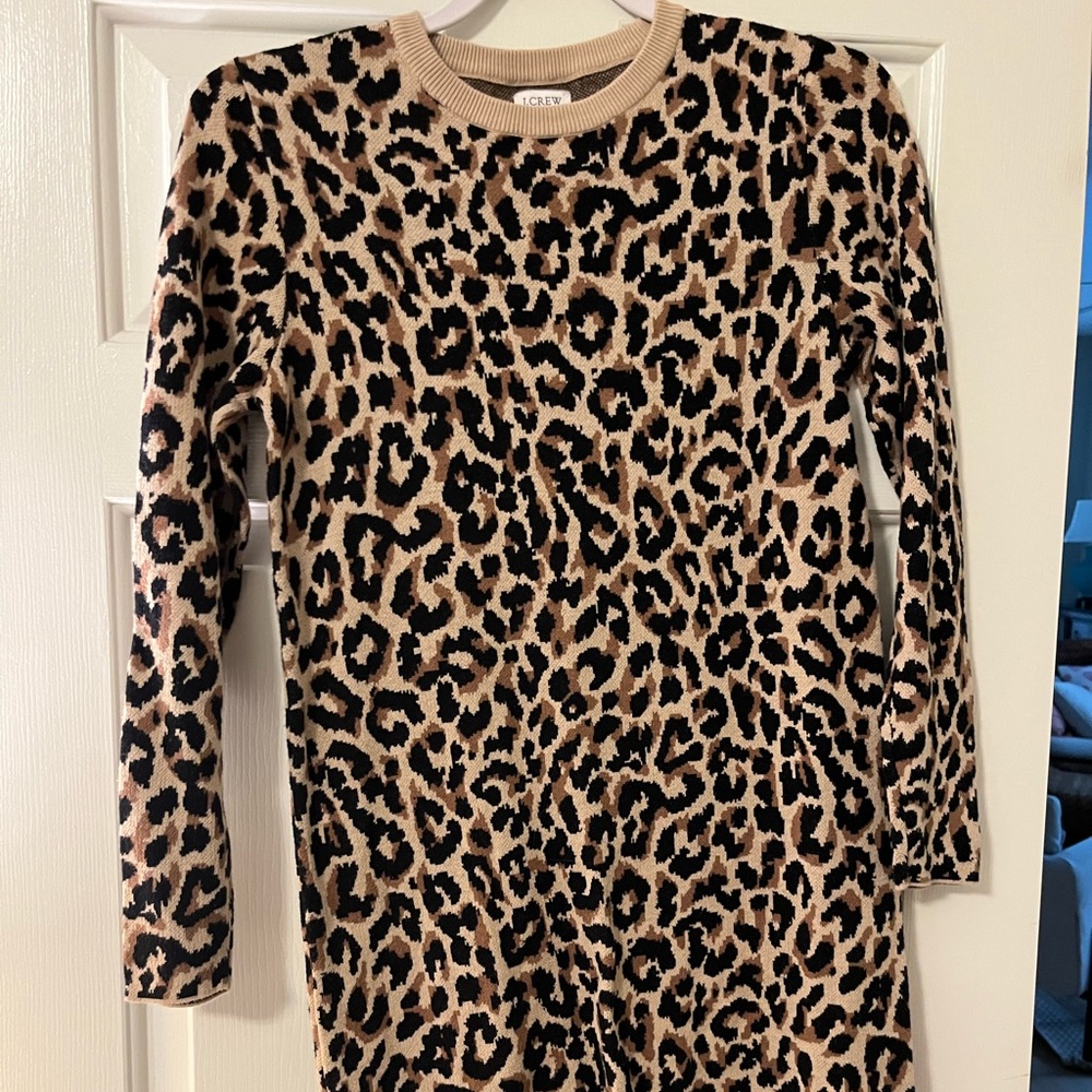 J. Crew leopard sweater dress